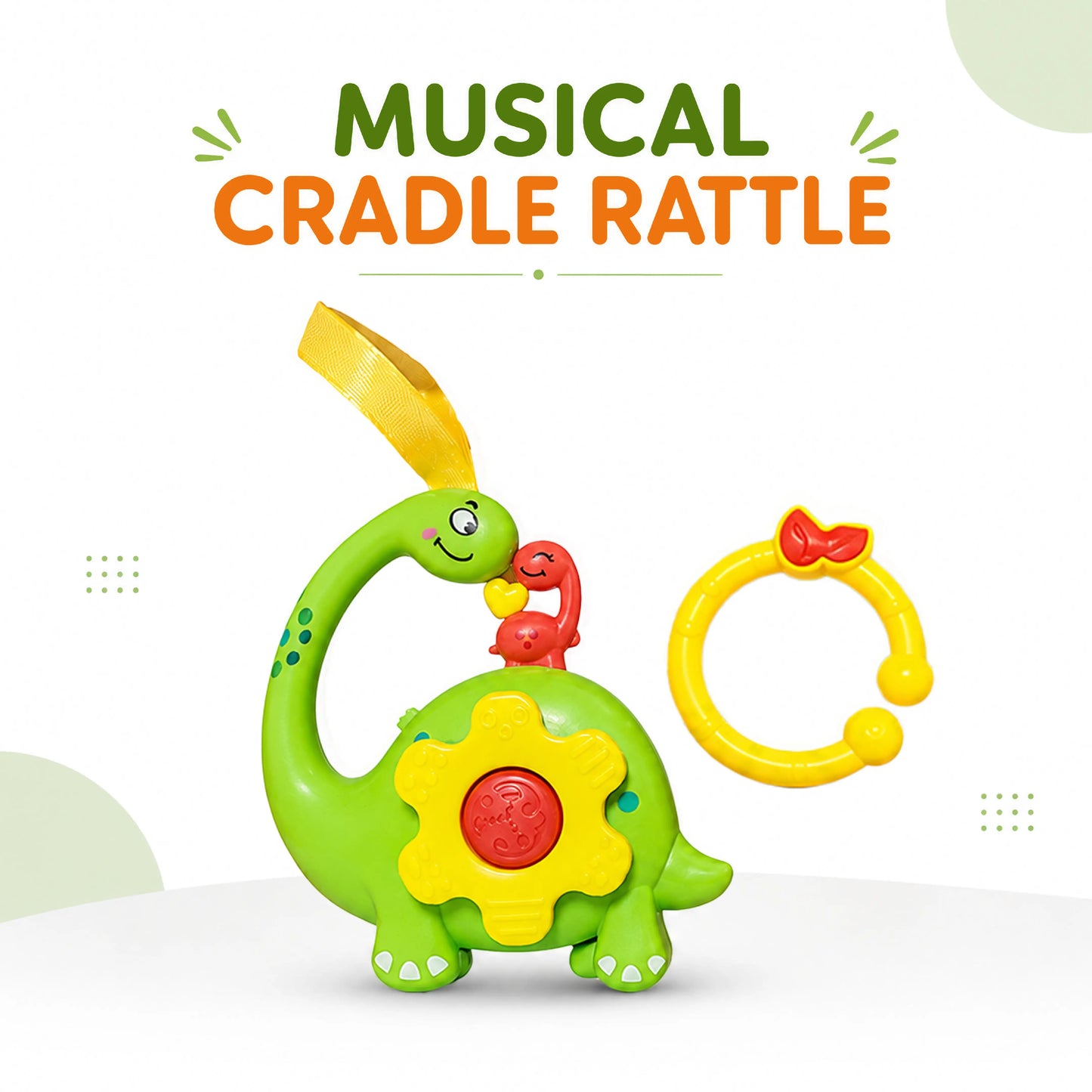 Green Dinosaur Musical Hanging Toy for Baby Cradle – Light & Sound