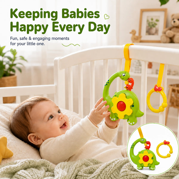 Green Dinosaur Musical Hanging Toy for Baby Cradle – Light & Sound