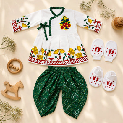 Baby Boy Krishna Look for Chhathi Ceremony Dress Set – Green