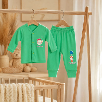 Green Cucumber Baby Boy & Girl Cotton Full Sleeve Vest - Pajama Set
