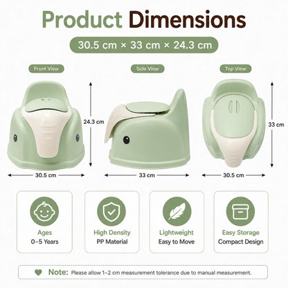 Elephant Design Baby Potty Chair with Backrest – Green