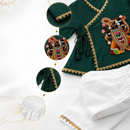 Baby Boy Shree Nathji Chhathi Pujan Ethnic Outfit Set – Green