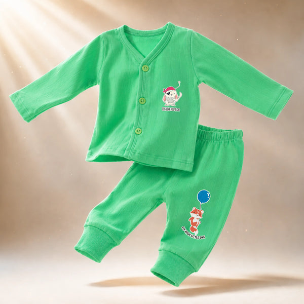 Green Cucumber Baby Boy & Girl Cotton Full Sleeve Vest - Pajama Set
