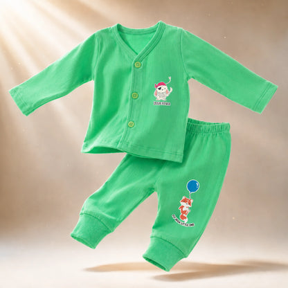 Green Cucumber Baby Boy & Girl Cotton Full Sleeve Vest - Pajama Set