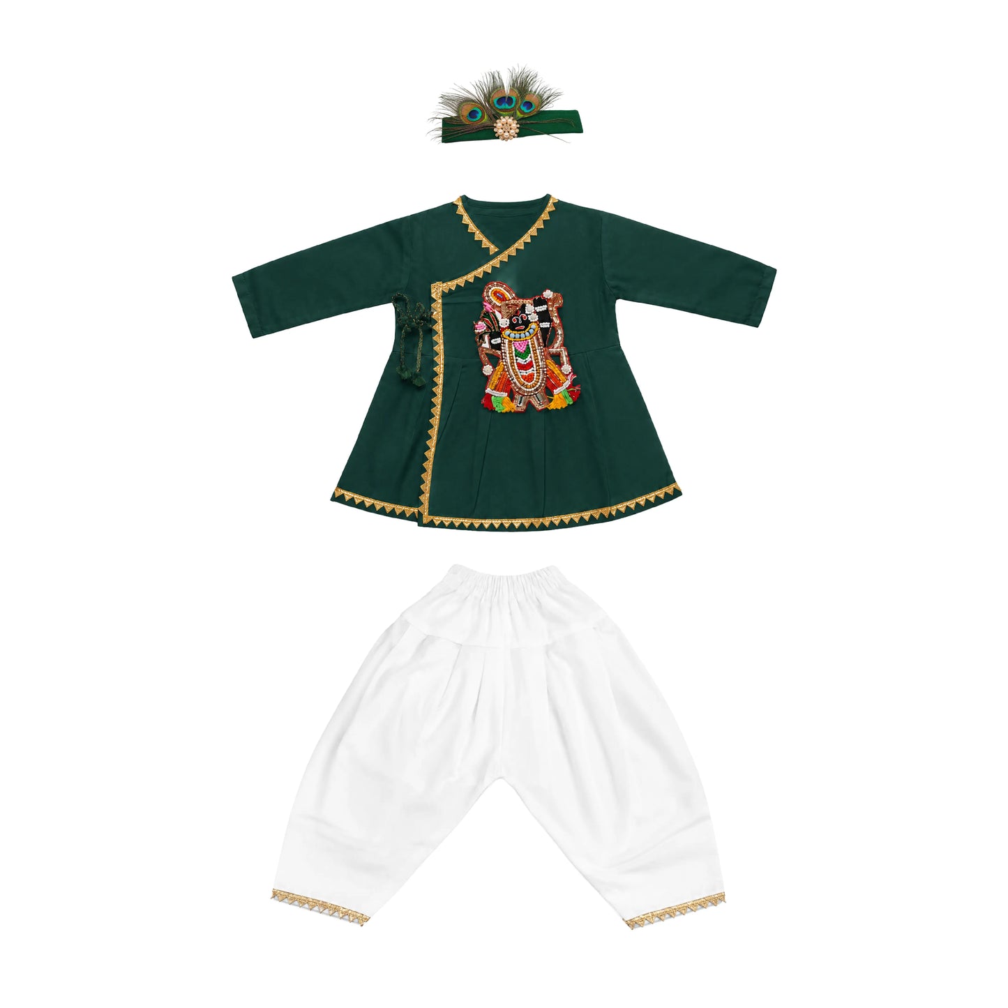 Baby Boy Shree Nathji Chhathi Pujan Ethnic Outfit Set – Green