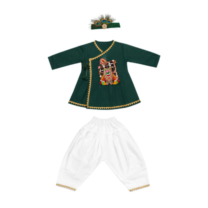 Baby Boy Shree Nathji Chhathi Pujan Ethnic Outfit Set – Green