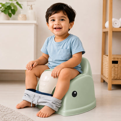 Elephant Design Baby Potty Chair with Backrest – Green