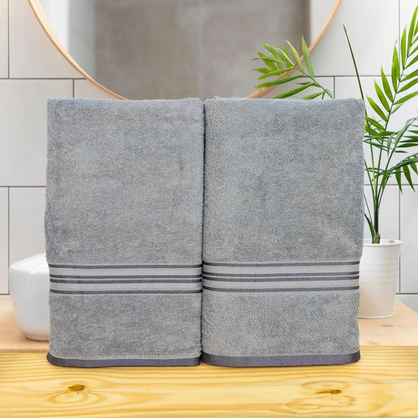 Premium Terry Cotton Bath Towel for Men & Women - Grey
