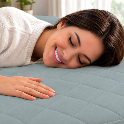 100% Waterproof Quilted Fitted Mattress Cover - Grey