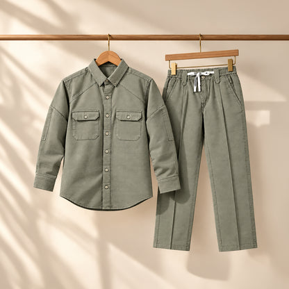 Men's Olive Brown Shirt & Pant Co-Ord Set | Full Sleeve Utility Shirt with Matching Jogger-Style Trousers | Casual Smart Outfit for Parties, Travel & Daily Wear (Copy)