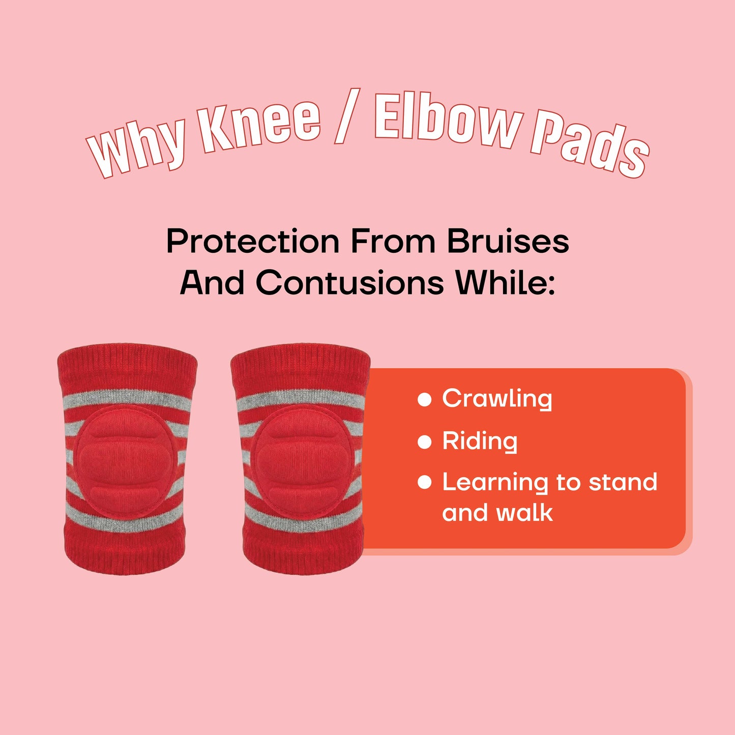 Infant Knee Pads – Red & Grey | Anti Slip Crawling Guard
