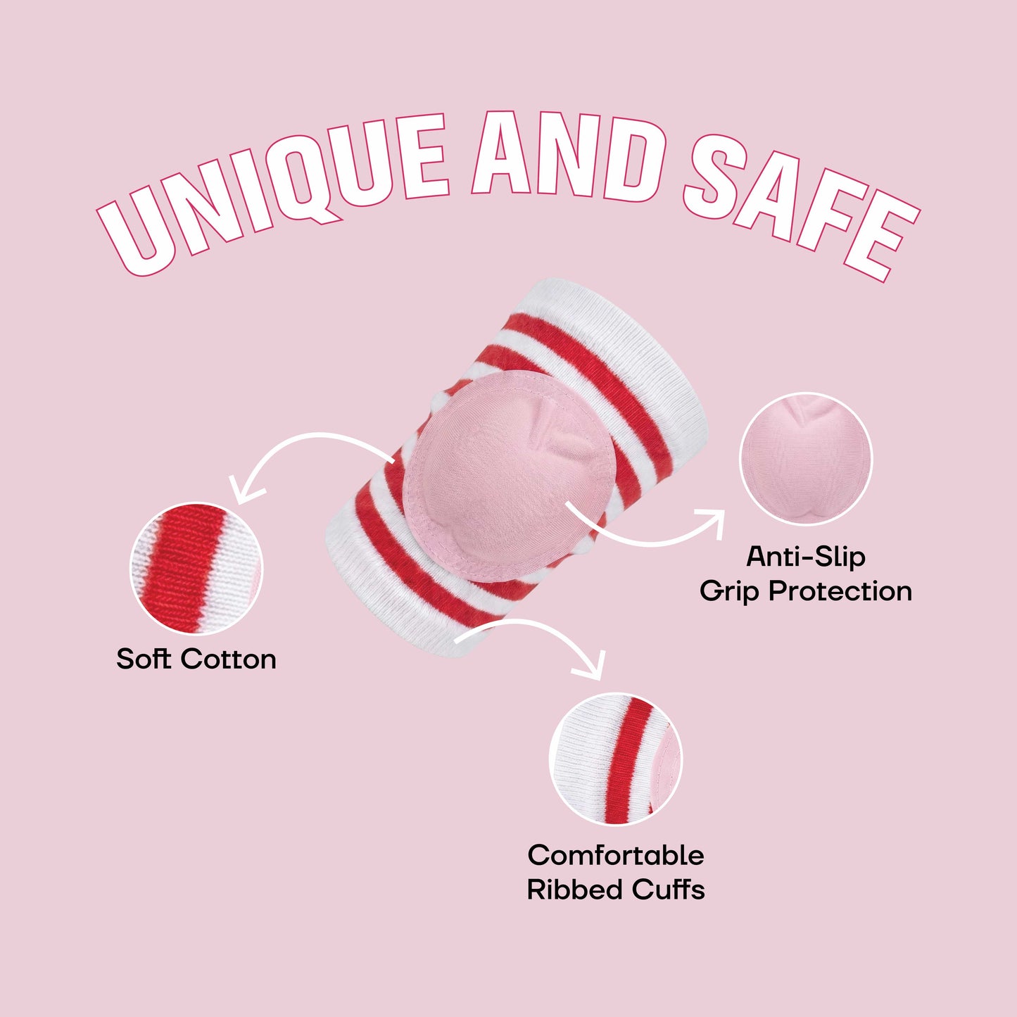 Infant Knee Pads – Red & Pink | Anti Slip Crawling Guard