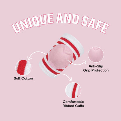 Infant Knee Pads – Red & Pink | Anti Slip Crawling Guard