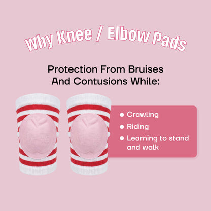 Infant Knee Pads – Red & Pink | Anti Slip Crawling Guard