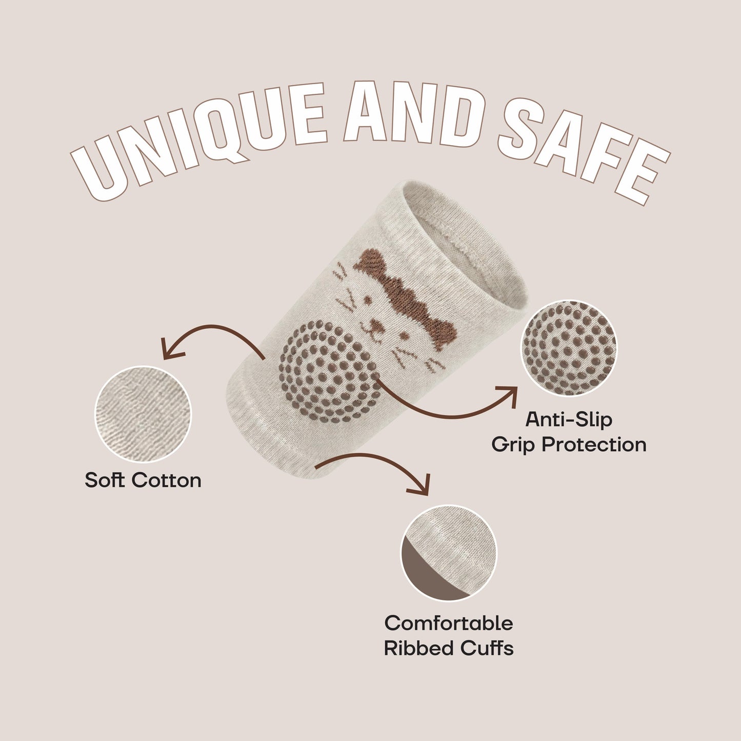 Bubzee Baby Knee Protector Pads – Cream & Brown | Crawling Safety Guard