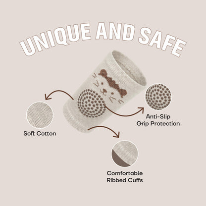 Bubzee Baby Knee Protector Pads – Cream & Brown | Crawling Safety Guard