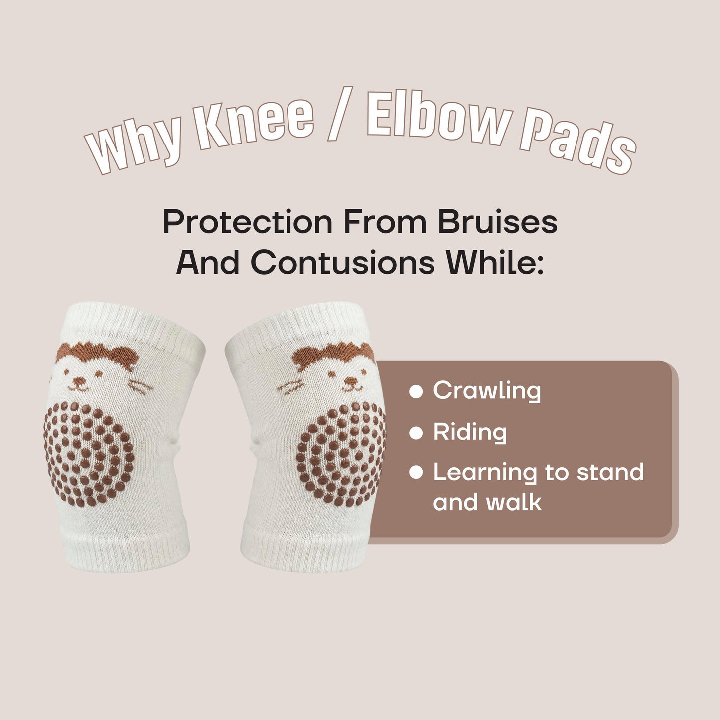Bubzee Baby Knee Protector Pads – Cream & Brown | Crawling Safety Guard