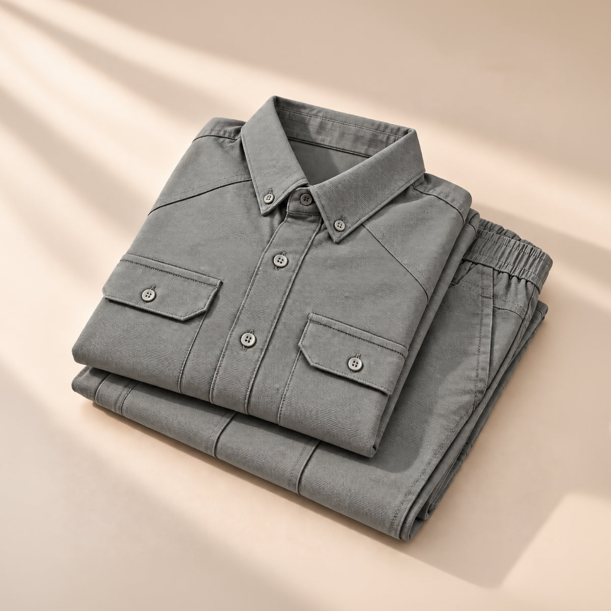 Men's Soft Grey Shirt & Pant Co-Ord Set | Full Sleeve Utility Shirt with Matching Jogger-Style Trousers | Casual Smart Outfit for Parties, Travel & Daily Wear (Copy) (Copy)