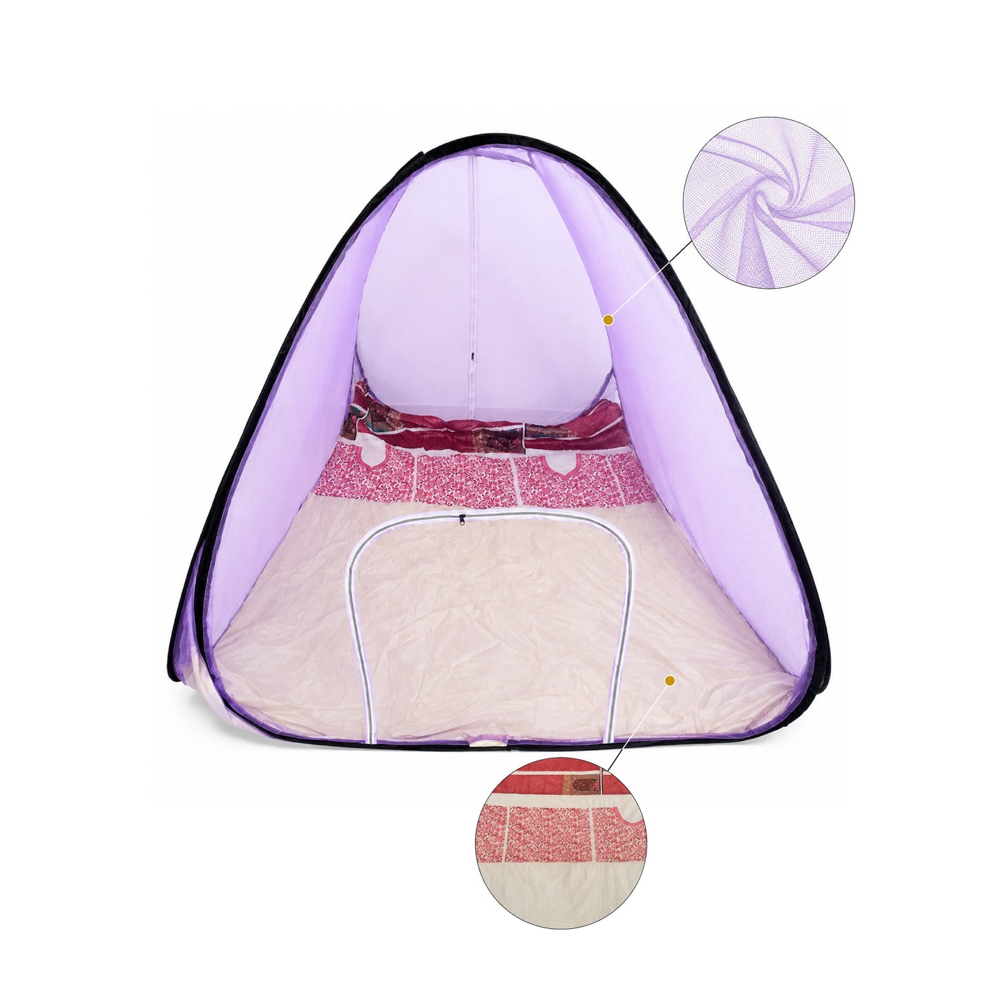 Foldable Pop-Up Mosquito Net Tent – Light Purple