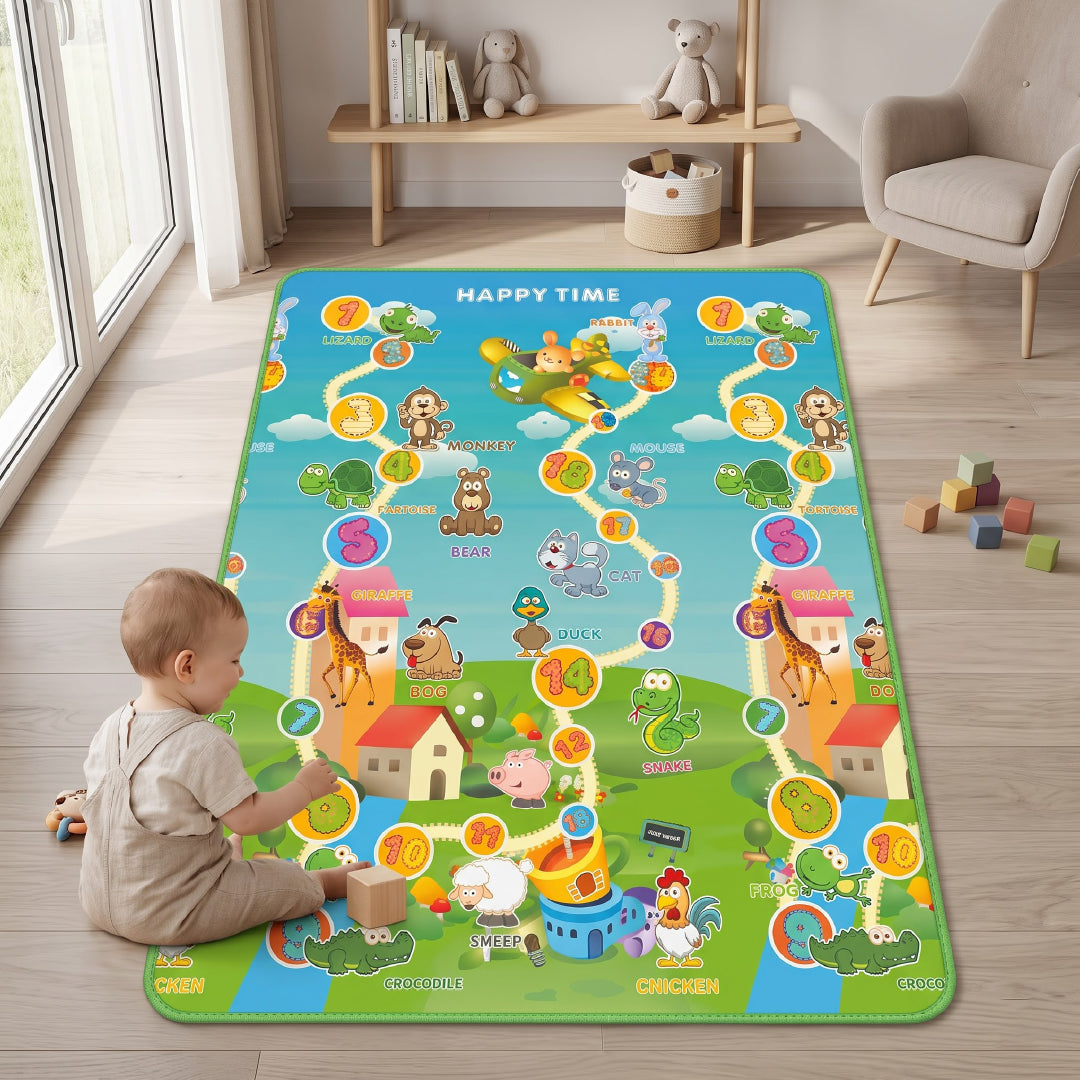 Kids Animal Printed Educational Play Mat | Colorful Number & Animal Learning Floor Mat