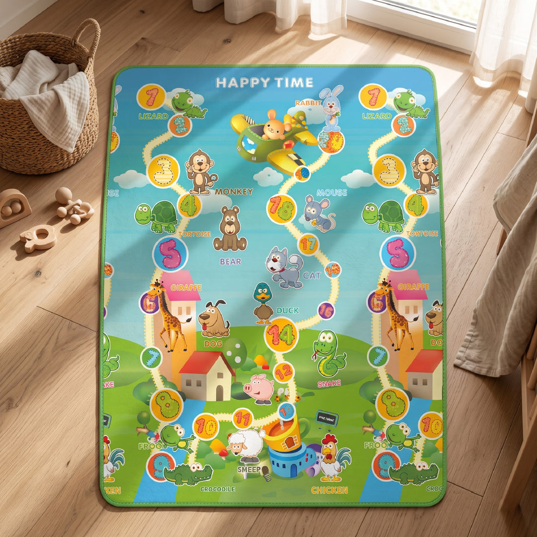 Kids Animal Printed Educational Play Mat | Colorful Number & Animal Learning Floor Mat