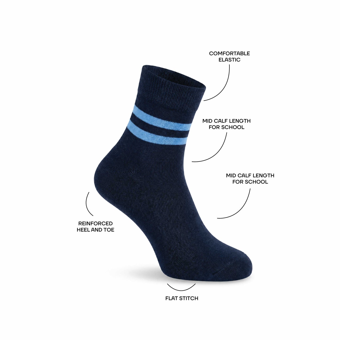 Navy Blue Striped School Socks