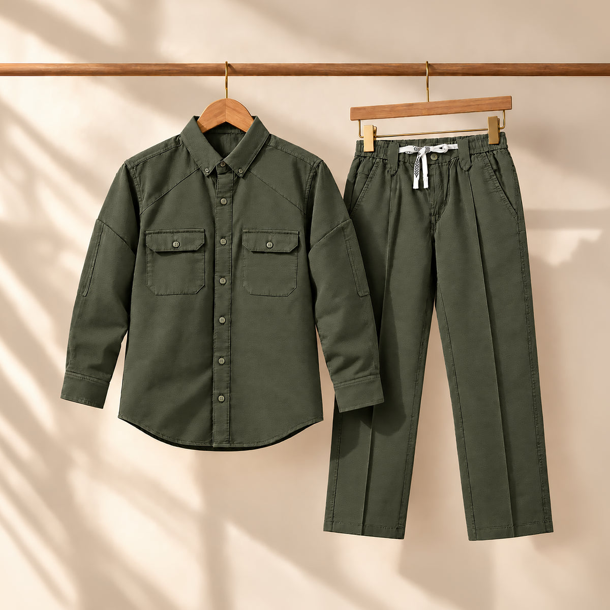 Men's Dark Olive Green Shirt & Pant Co-Ord Set | Full Sleeve Utility Shirt with Matching Jogger-Style Trousers | Casual Smart Outfit for Parties, Travel & Daily Wear (Copy) (Copy) (Copy)