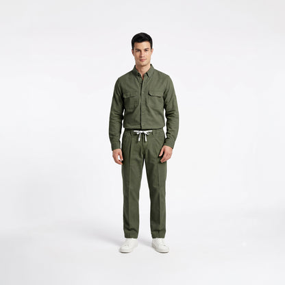 Men's Dark Olive Green Shirt & Pant Co-Ord Set | Full Sleeve Utility Shirt with Matching Jogger-Style Trousers | Casual Smart Outfit for Parties, Travel & Daily Wear (Copy) (Copy) (Copy)