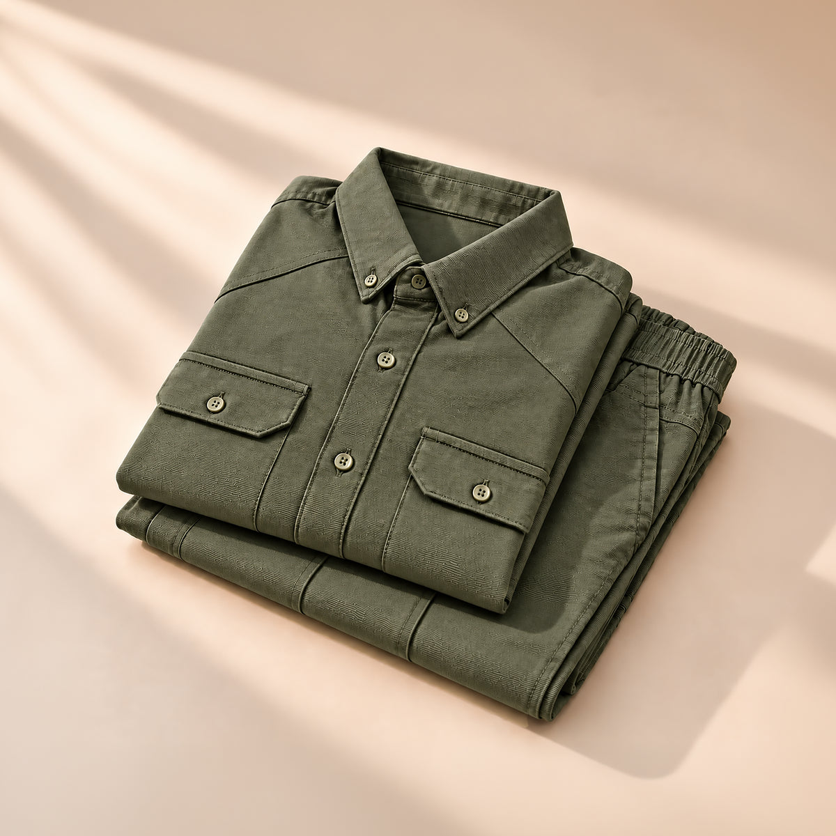 Men's Olive Green Shirt & Pant Co-Ord Set | Full Sleeve Utility Shirt with Matching Jogger-Style Trousers | Casual Smart Outfit for Parties, Travel & Daily Wear (Copy) (Copy) (Copy) (Copy)