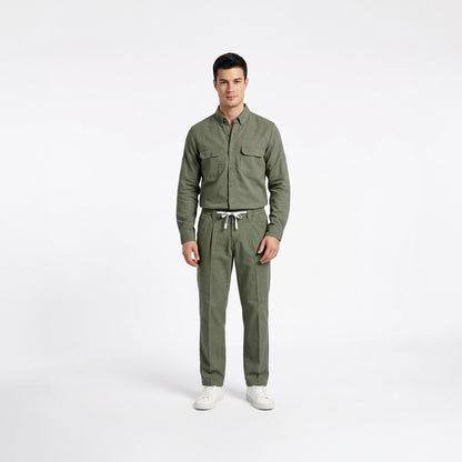 Men's Olive Green Shirt & Pant Co-Ord Set | Full Sleeve Utility Shirt with Matching Jogger-Style Trousers | Casual Smart Outfit for Parties, Travel & Daily Wear (Copy) (Copy) (Copy) (Copy)