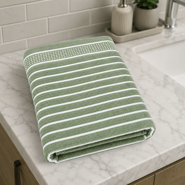 Premium Linen Bath Towel for Men & Women – Olive Green