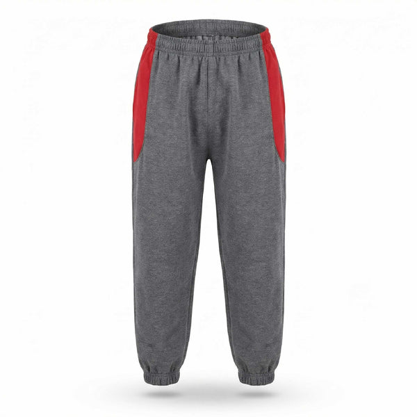 Dholakiya School Sports Uniform Track  Pant – Grey with Red strips