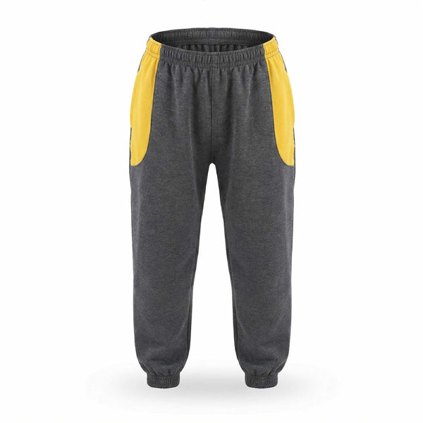 Dholakiya School Sports Uniform Track  Pant – Grey with yellow strips