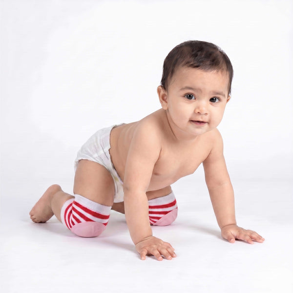 Infant Knee Pads – Red & Pink | Anti Slip Crawling Guard