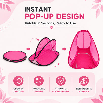 Foldable Pop-Up Mosquito Net Tent – Dark Pink