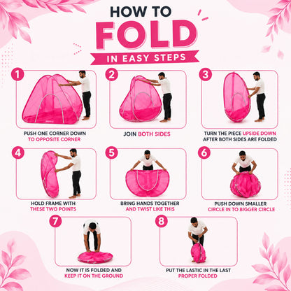Foldable Pop-Up Mosquito Net Tent – Dark Pink