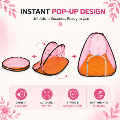 Foldable Pop-Up Mosquito Net Tent – Light Pink
