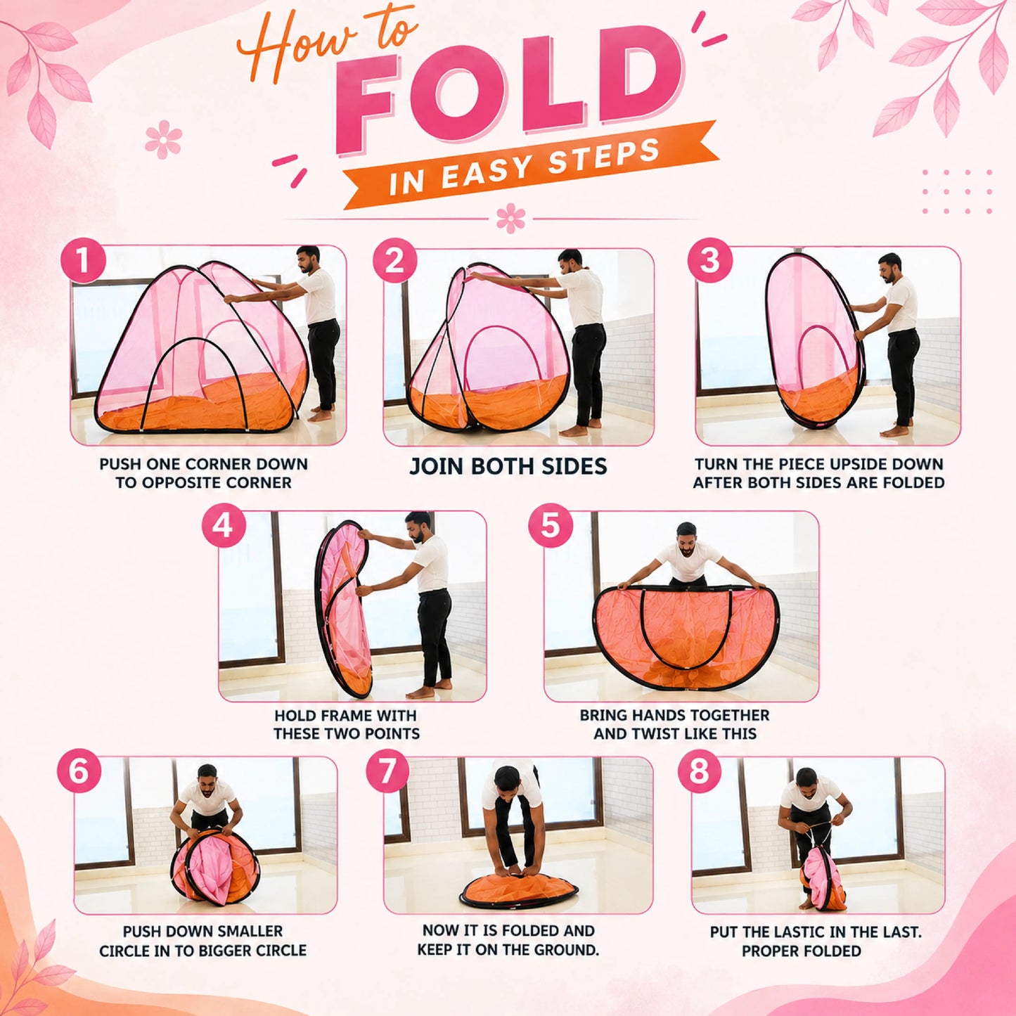 Foldable Pop-Up Mosquito Net Tent – Light Pink