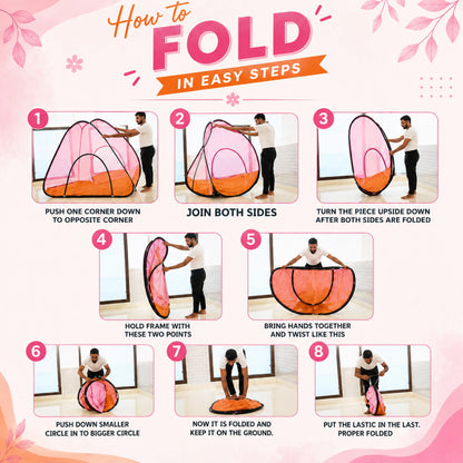 Foldable Pop-Up Mosquito Net Tent – Light Pink