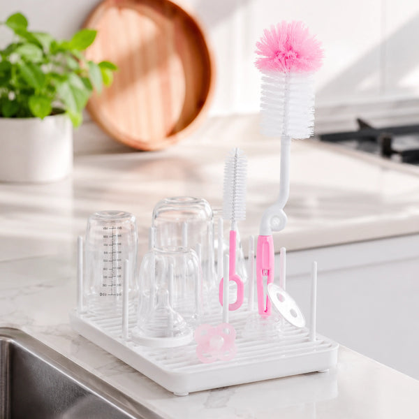 Baby Feeding Bottle Cleaning Brush Set, BPA Free – Pink