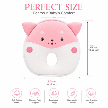 Pink Cat Design Baby Head Shaping Pillow – Pack of 1