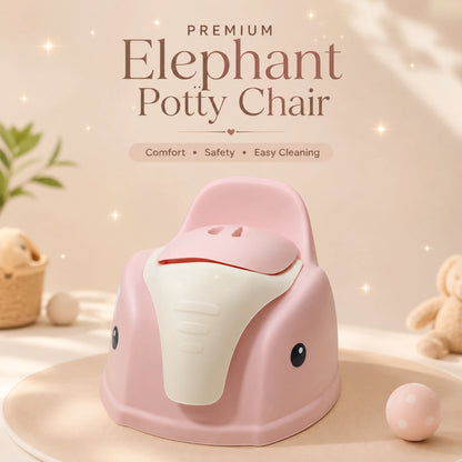 Elephant Design Baby Potty Chair with Backrest – Pink