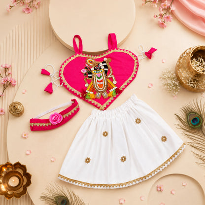 Baby Girl Shree Nathji Chhathi Pujan Ethnic Outfit Set – Pink