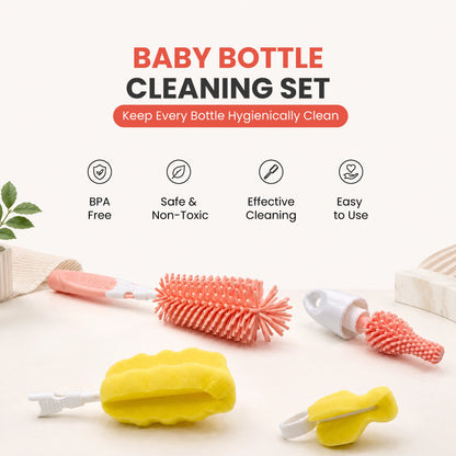 Baby Feeding Bottle Cleaning Brush Set with Straw Cleaner | BPA Free – Pink