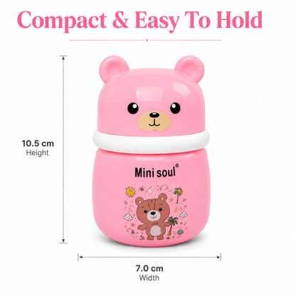 Cute Bear Baby Powder Storage Box with Puff – Pink