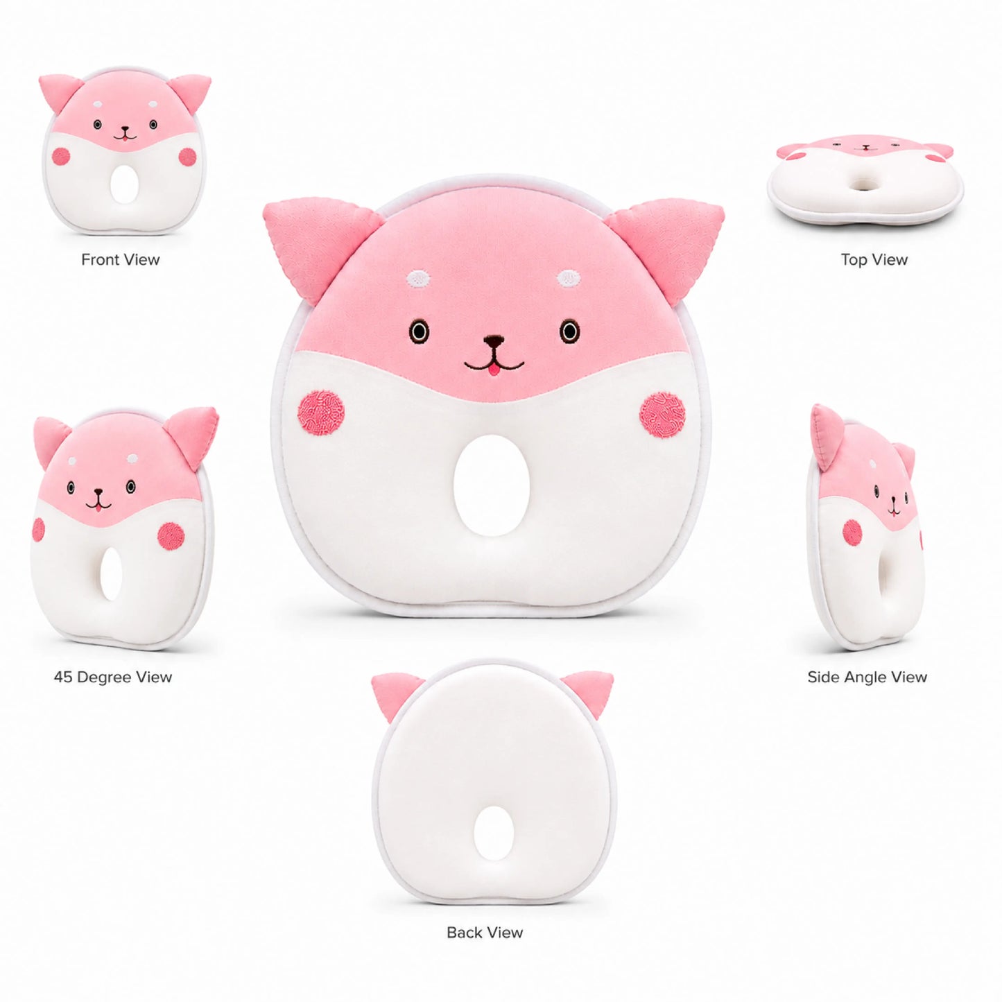 Pink Cat Design Baby Head Shaping Pillow – Pack of 1