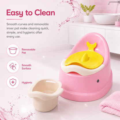 Fish Design Baby Potty Chair with Backrest – Pink