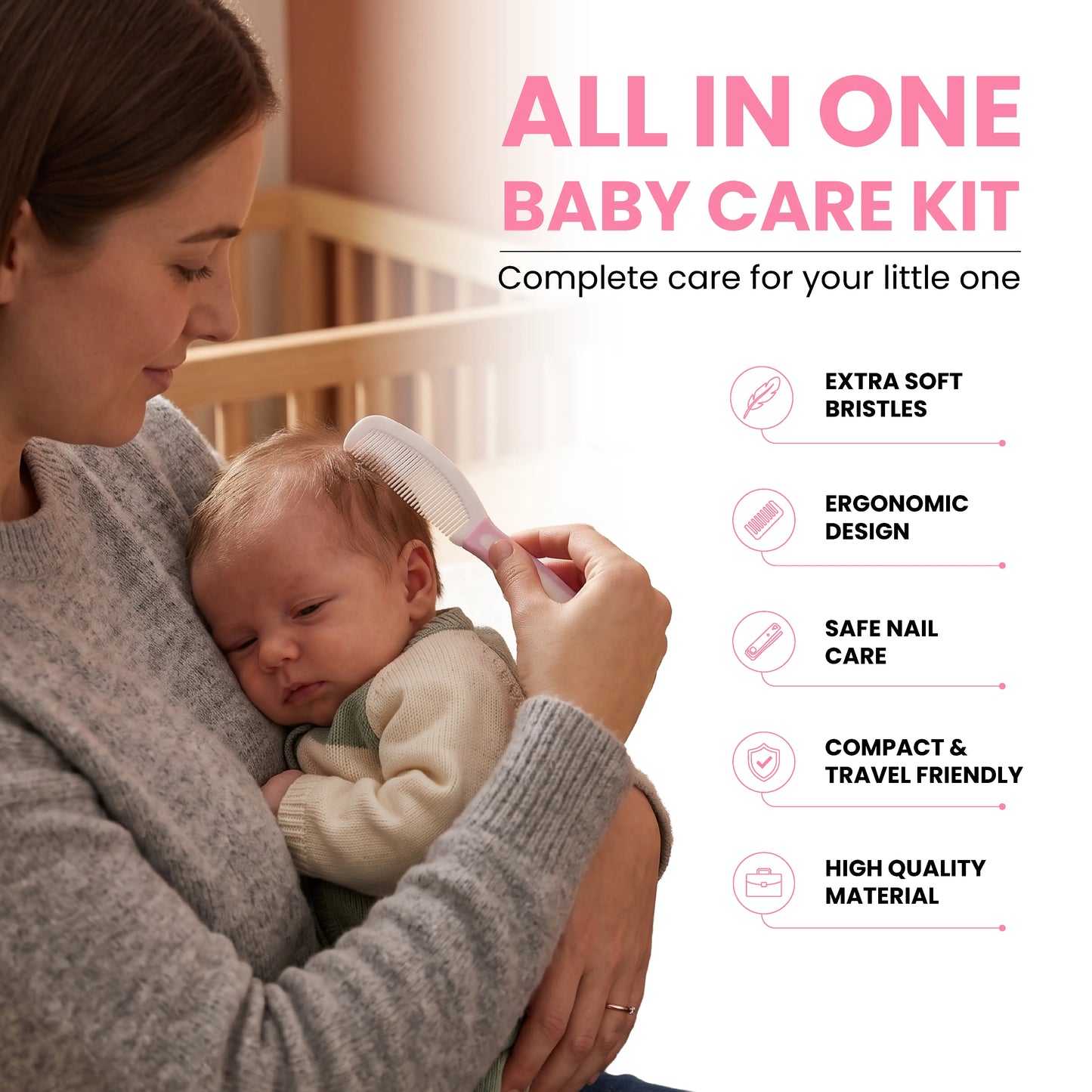 Baby Nail Care Kit – Newborn Nail Grooming Set -Pink