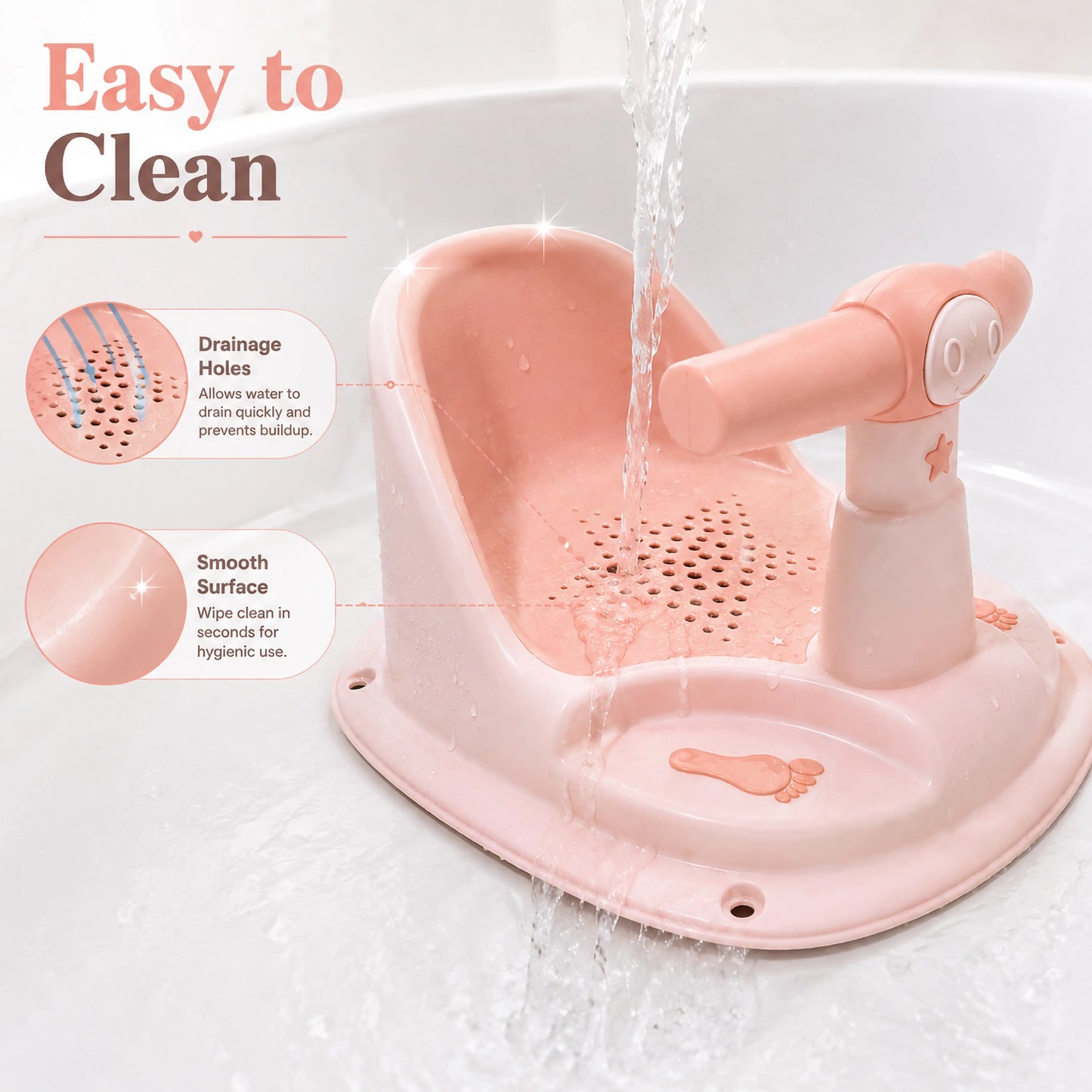 Pink Baby Bathing Seat with Back Support – Pack of 1