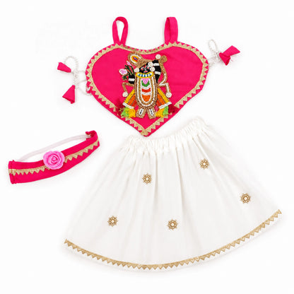 Baby Girl Shree Nathji Chhathi Pujan Ethnic Outfit Set – Pink